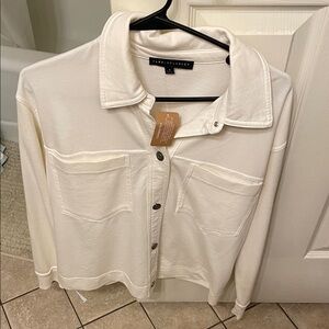 Jane and Delancey White Button-Up Top